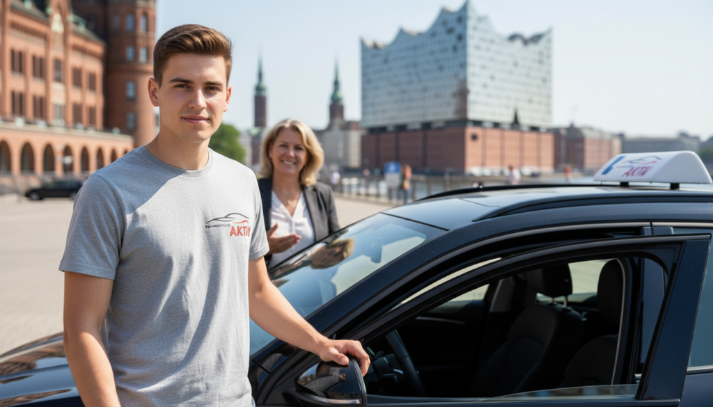 Fahrschülerin absolviert Intensiv Crashkurs Führerschein Hamburg mit Fokus und Ruhe