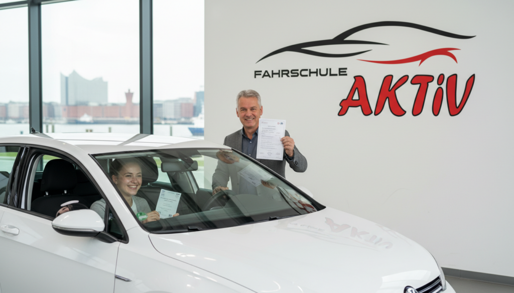 Fahrschülerin überwindet Prüfungsangst Führerschein in Hamburg