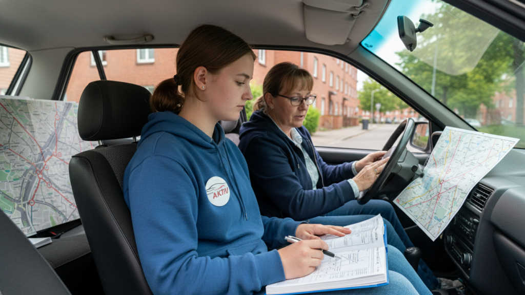 Fahrschülerin lernt in günstiger Fahrschule Hamburg mit strukturierter Lernstrategie