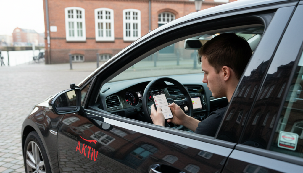 Fahrschüler bereitet sich in Hamburg konzentriert auf die Theorieprüfung Hamburg vor